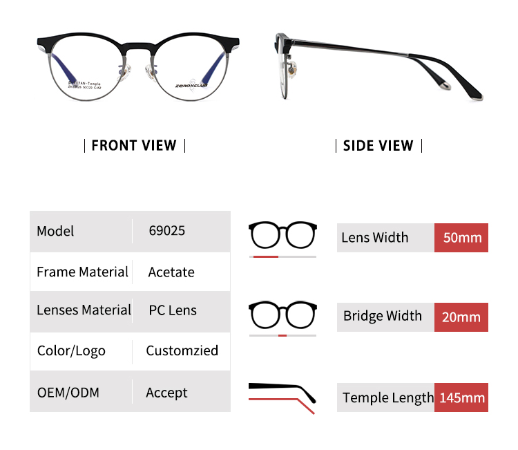 Lunettes &agrave; monture ronde Frames_size 