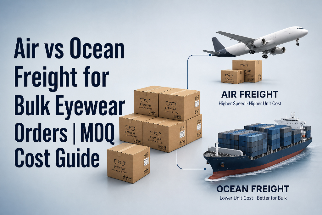 Fret aérien ou maritime pour les commandes de lunettes en gros | Guide des coûts MOQ