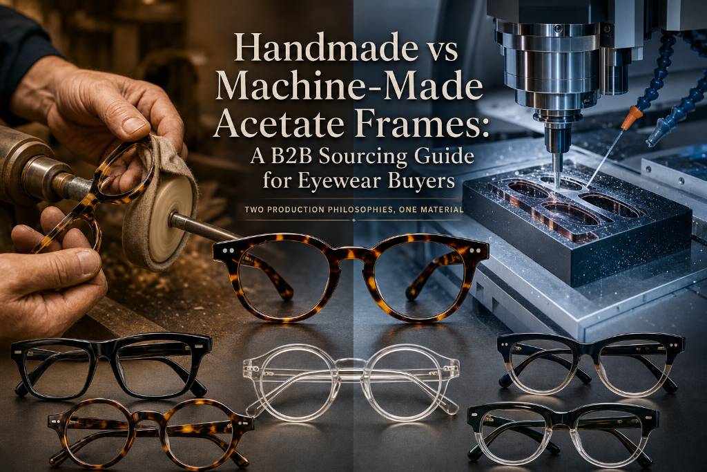 Montures en acétate faites à la main ou fabriquées à la machine : un guide d'approvisionnement B2B pour les acheteurs de lunettes